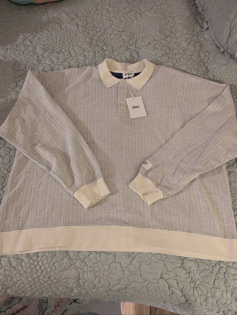 Krost Cream Textured Crewneck Sweater